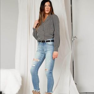 Buckle Gimmicks Striped Dolman Sleeve Medium NWOT